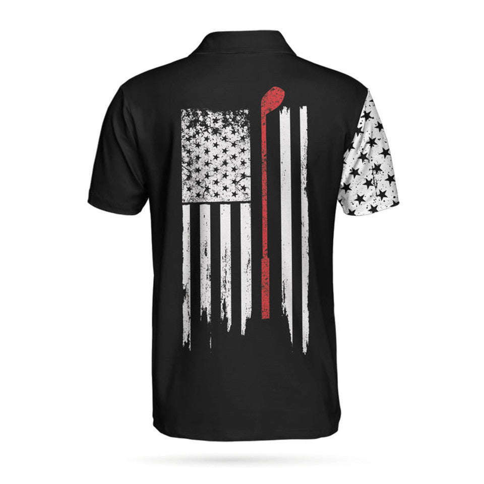 Skull American Flag Golf Club Black White Polo Shirt Men's Polo Shirt S-5XL