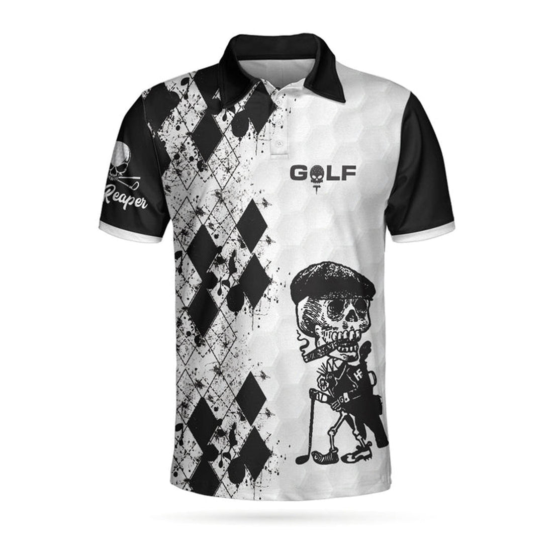 Skull Golf Reaper Argyle Best Shirt Men's Polo Shirt S-5XL