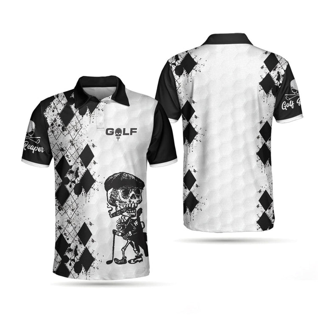 Skull Golf Reaper Argyle Best Shirt Men's Polo Shirt S-5XL