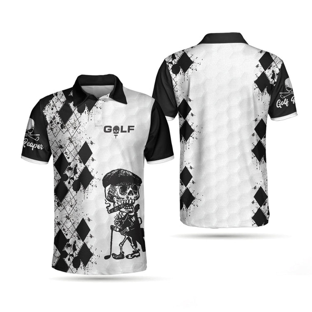 Skull Golf Reaper Argyle Best Shirt Men's Polo Shirt S-5XL