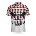 Skull Golf Red Black White Argyle Pattern Men's Polo Shirt S-5XL