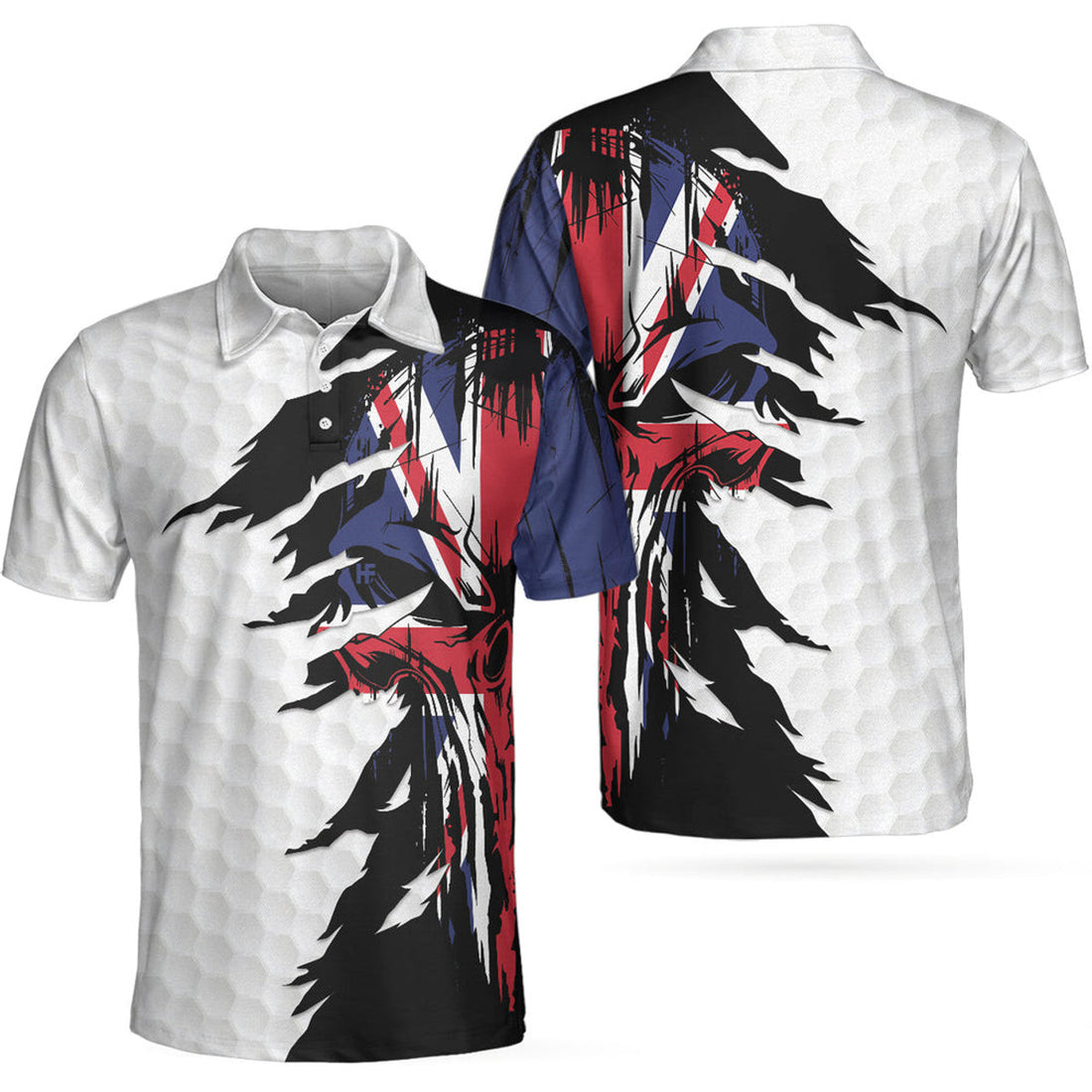 Skull United Kingdom Ripped Golf Pattern Uk Golf Shirt Men's Polo Shirt S-5XL