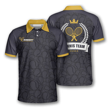 Custom Tennis Pattern Crown Emblem Personalized All Over Men's Polo Shirt S-5XL