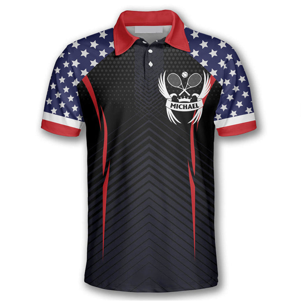 Customized Tennis Eagle American Flag 3D Printed Men's Polo Shirt S-5XL