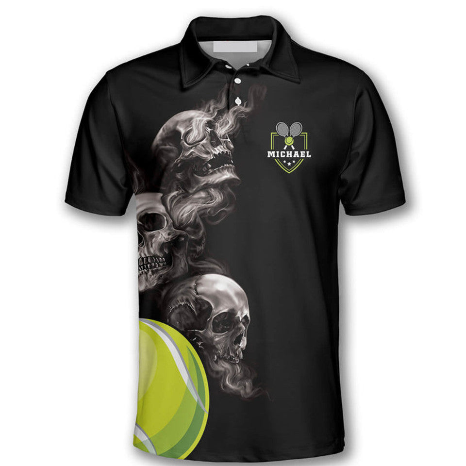 Custom Tennis Hello Darkness My Old Friend Skull Printed Men's Polo Shirt S-5XL
