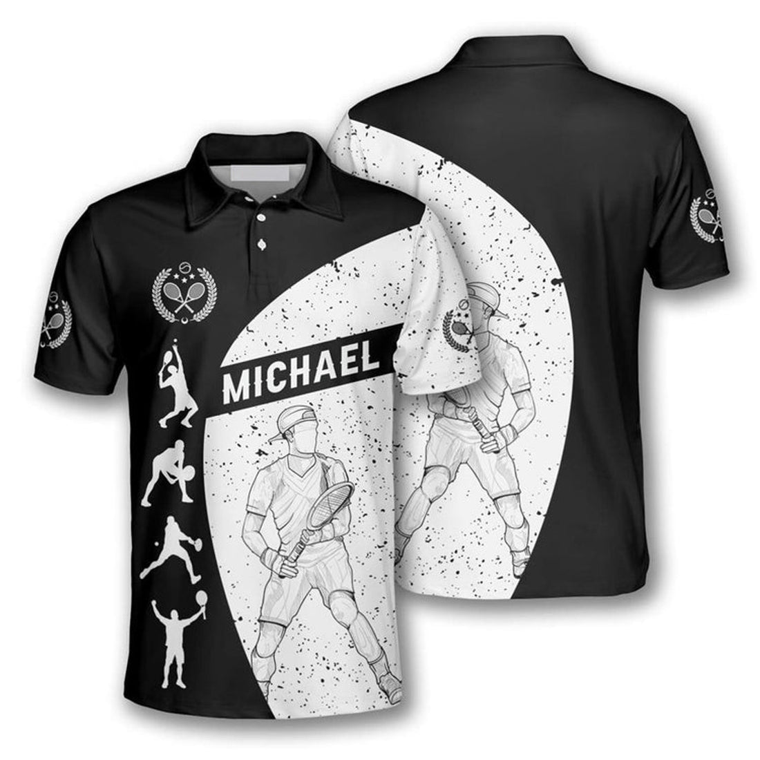 Custom Tennis Silhouettes Personalized All Over Printed Men's Polo Shirt S-5XL