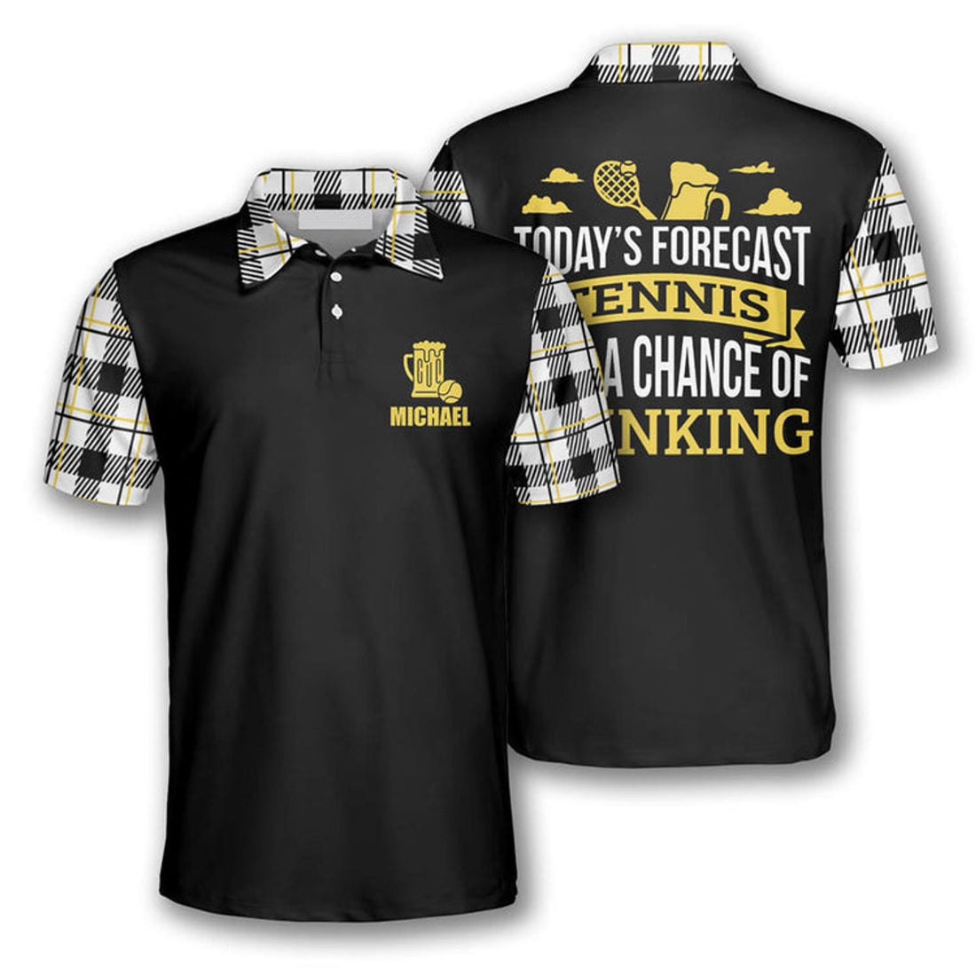 Custom Tennis Today's Forecast With A Chance Of Drinking Men's Polo Shirt S-5XL