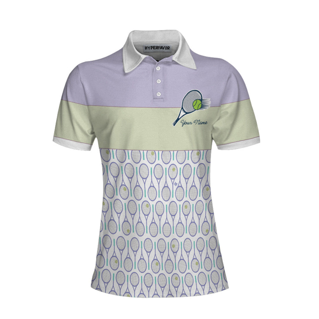 Custom Tennis Purple Pattern Personalized with for Women's Polo Shirts S-5XL
