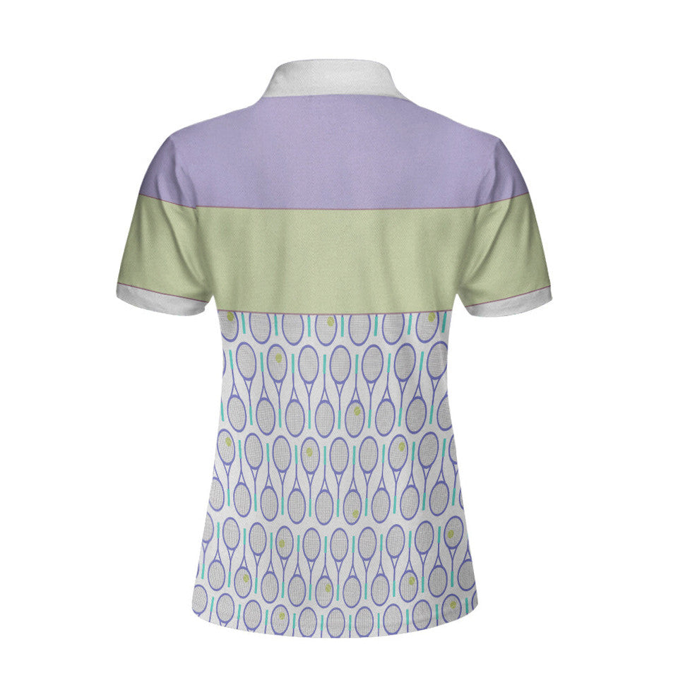 Custom Tennis Purple Pattern Personalized with for Women's Polo Shirts S-5XL