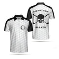 Best Golf Slayer Wet Ink Skull Black White Golf Pattern Men's Polo Shirt S-5XL