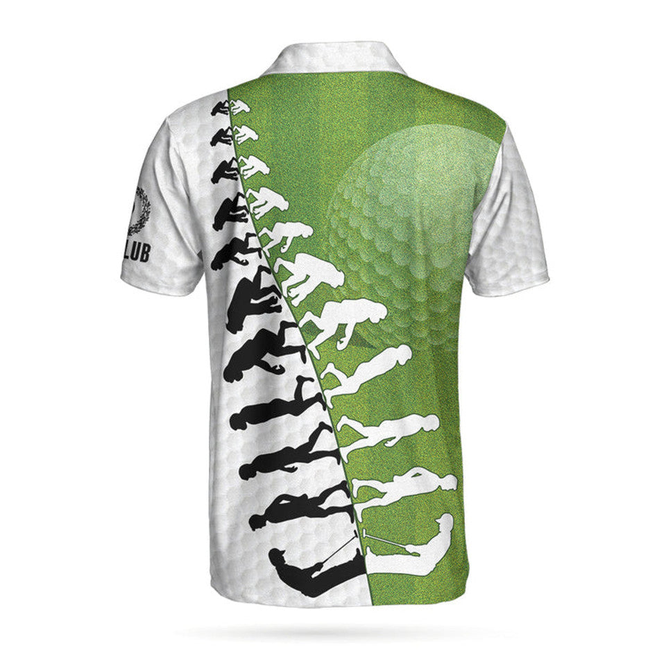 The Evolution Golfer Through Generations White Green Golf Men's Polo Shirt S-5XL