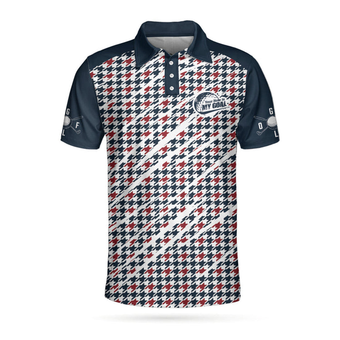 Trendy Red & Blue Golf Shirt Your Hole Is My Goal Men's Polo Shirt S-5XL