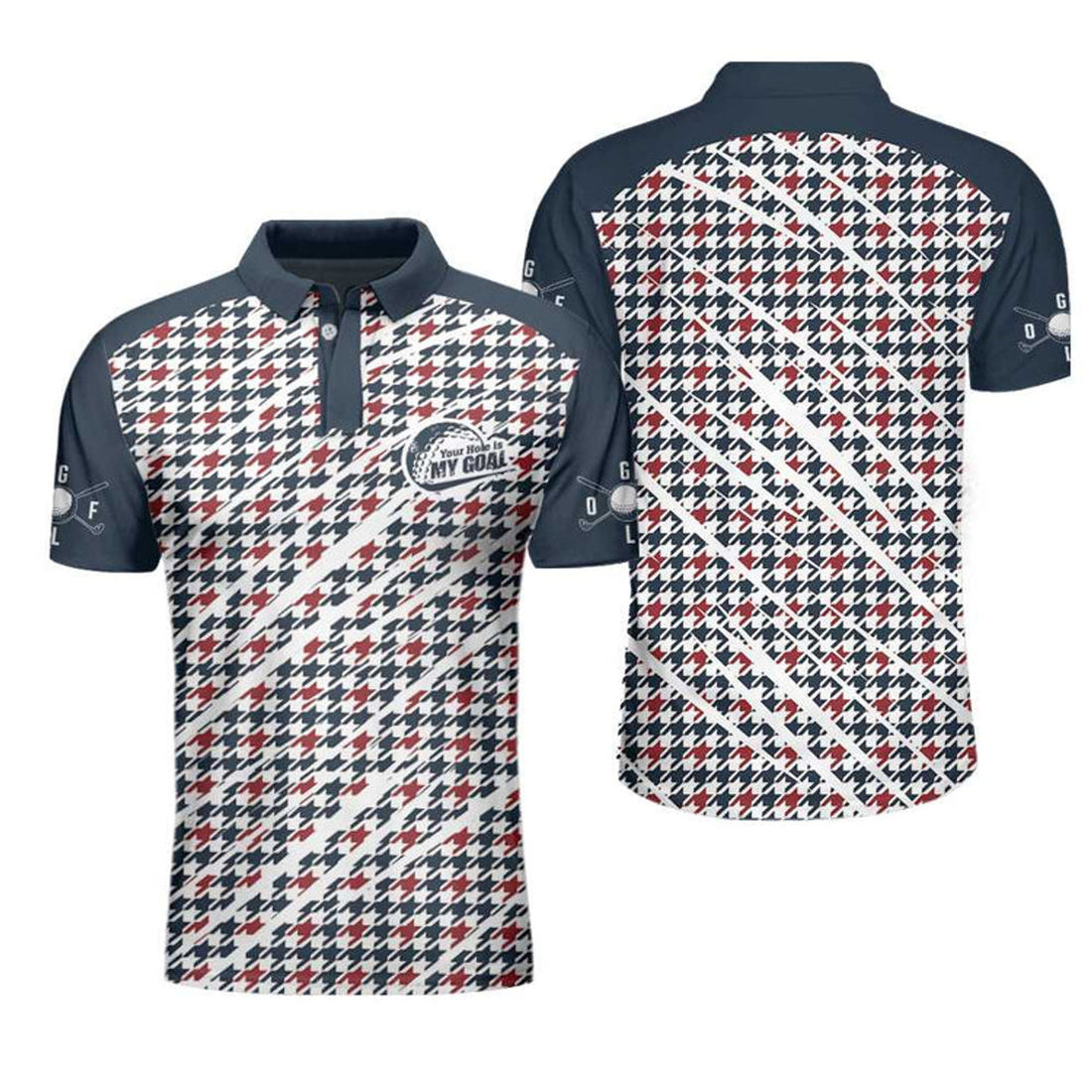 Trendy Red & Blue Golf Shirt Your Hole Is My Goal Men's Polo Shirt S-5XL