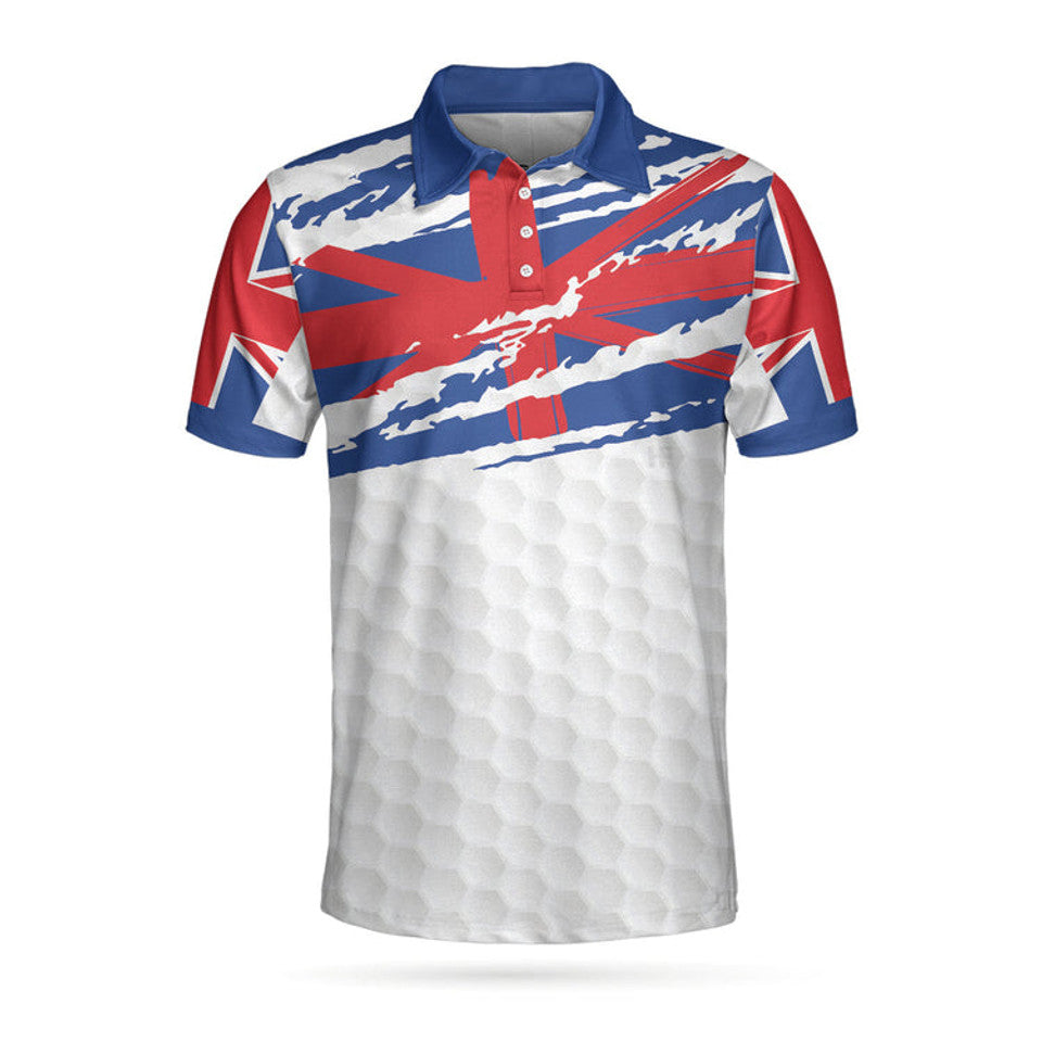 United Kingdom Flag Golf Texture Blue Golfer Shirt Men's Polo Shirt S-5XL
