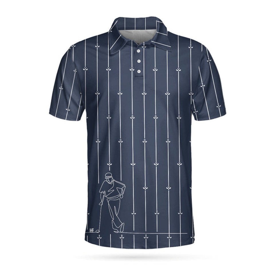 Unique Golf Shirt for Men Golfer Drawing Vertical Stripe Men's Polo Shirt S-5XL