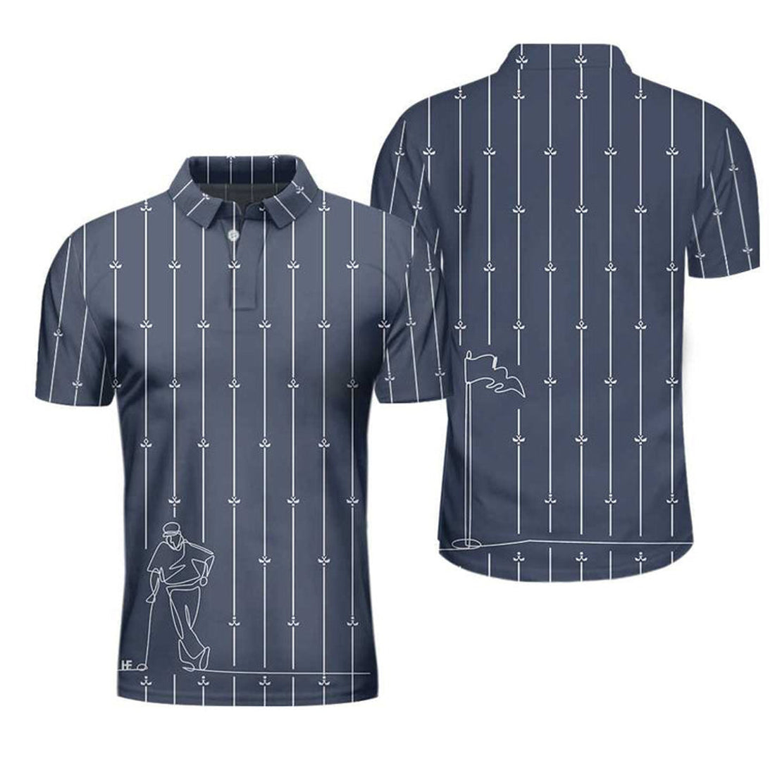 Unique Golf Shirt for Men Golfer Drawing Vertical Stripe Men's Polo Shirt S-5XL