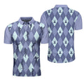 Vintage Blue Argyle Golf Shirt Girl Golfer Silhouette Men's Polo Shirt S-5XL