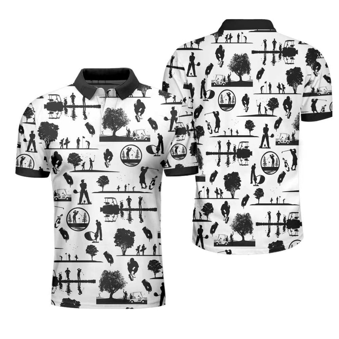 Vintage Silhouette Golfers All Over Golf Course Men's Polo Shirt S-5XL