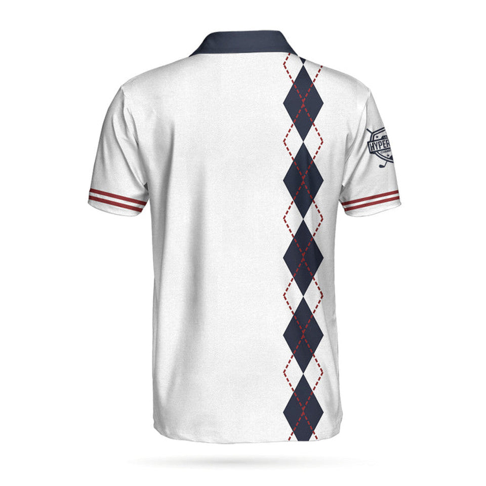 Weapons Of Grass Destruction Polo Shirt White Navy Argyle Men's Polo Shirt S-5XL
