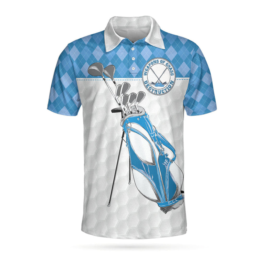Best Golf Shirt Coolspod Blue Argyle Men's Polo Shirt S-5XL