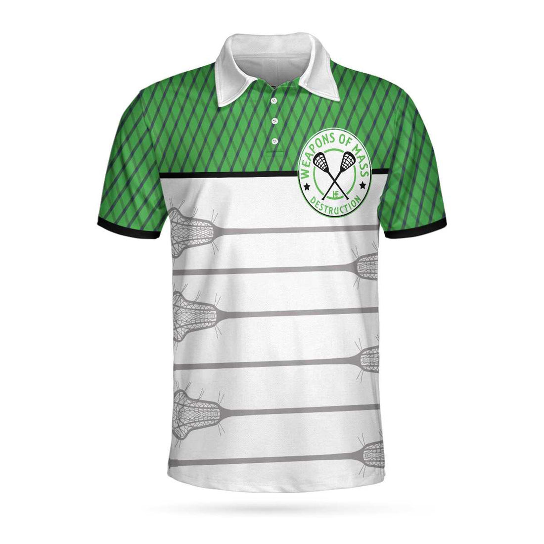 Weapons Mass Lacrosse Green Steel Net Pattern Golf Shirt Men's Polo Shirt S-5XL