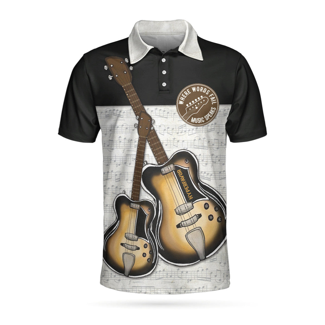 Where Words Fail Music Speaks Guitar Shirt Perfect Gift Men's Polo Shirt S-5XL