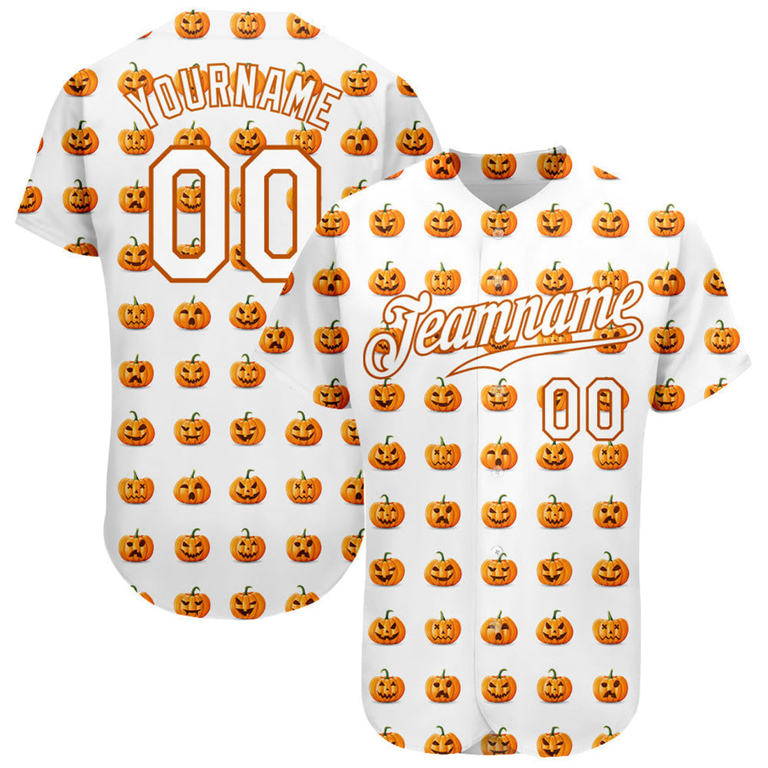 Custom Texas Orange 3D Halloween Pumpkins Baseball Jersey S-5XL
