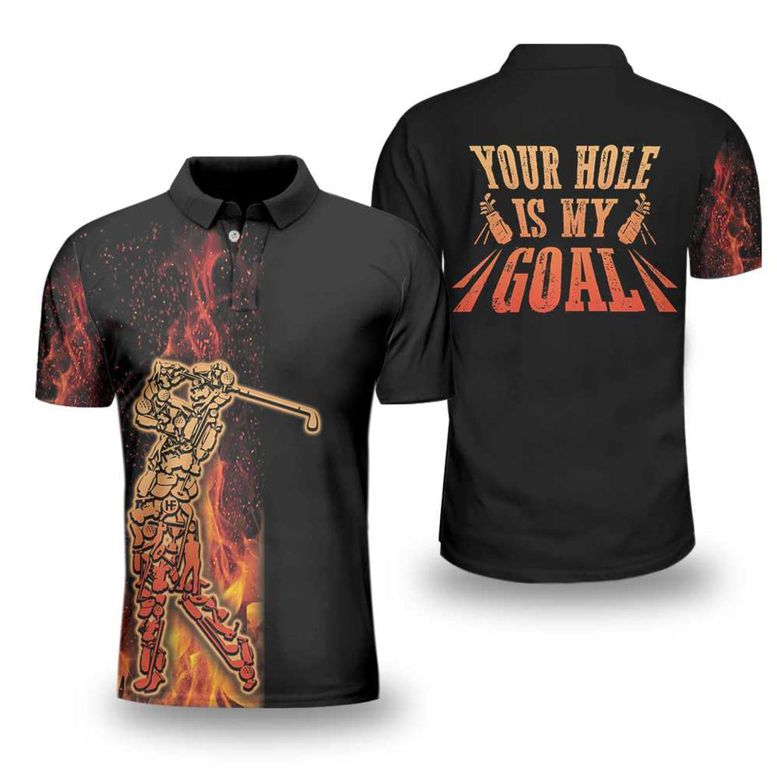 Custom Name Golf Polo Black Flame Fragmented Men's Polo Shirt S-5XL