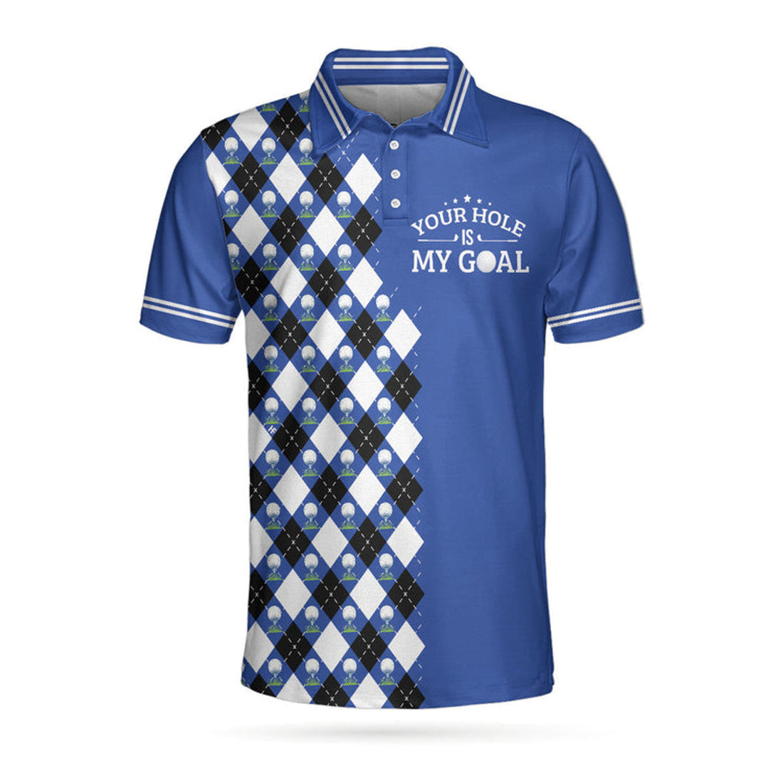 Blue Argyle Pattern Golf Shirt Best for Men Men's Polo Shirt S-5XL