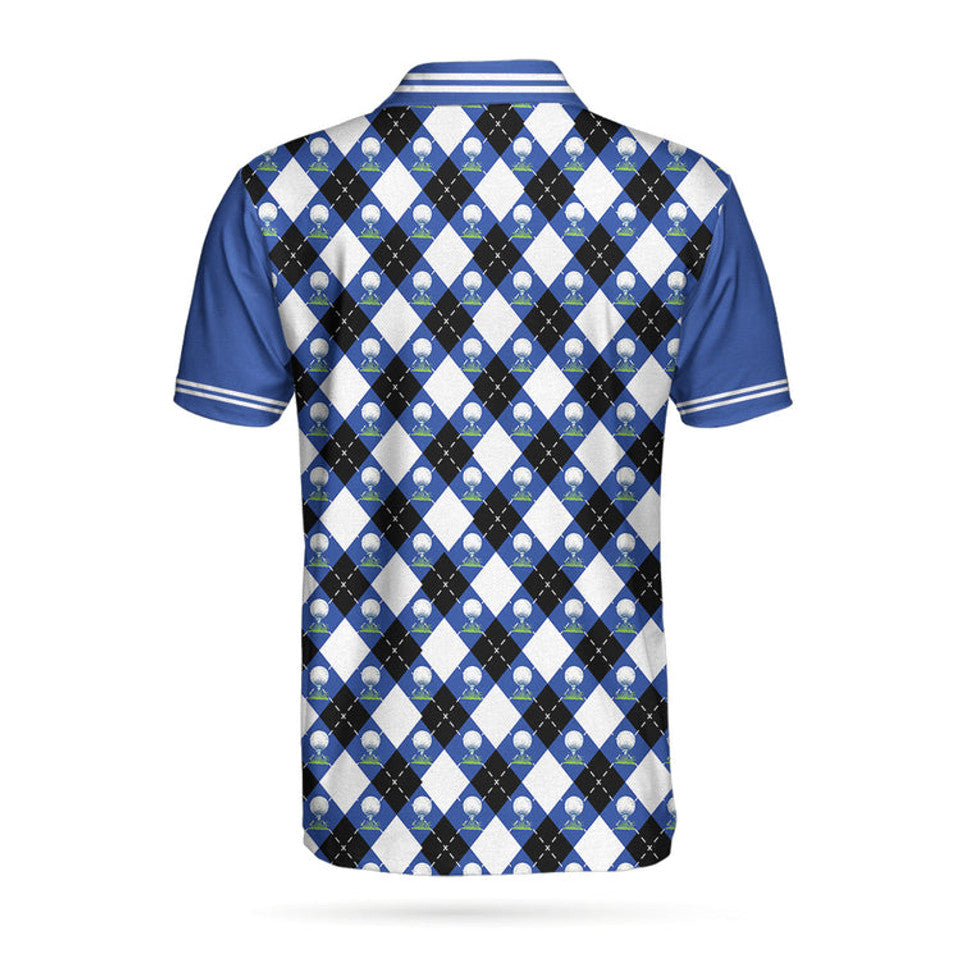 Blue Argyle Pattern Golf Shirt Best for Men Men's Polo Shirt S-5XL