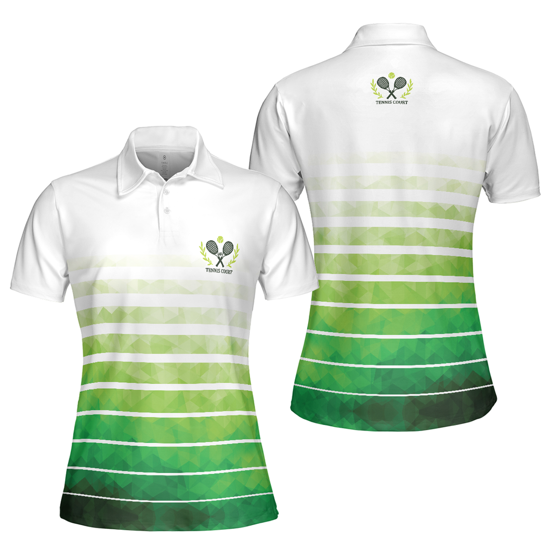Abstract Green Geometric Tennis Short Sleeve Women's Polo Shirts S-5XL