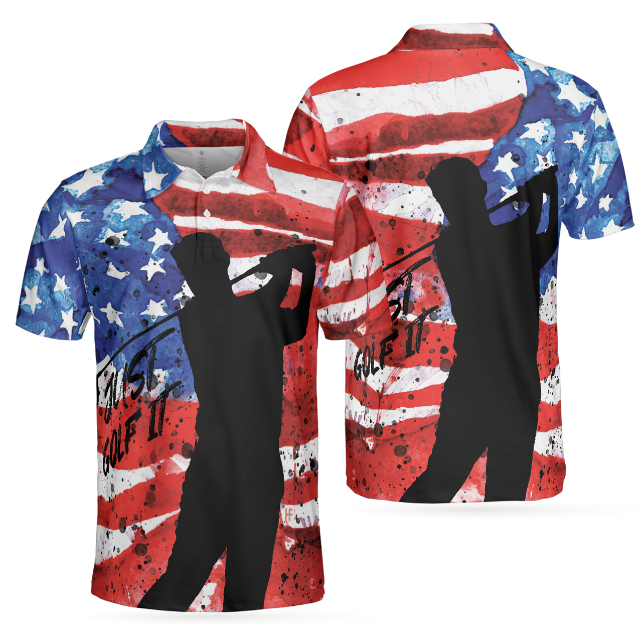 Just Golf It Wet Paint American Flag Patriotic Golf Shirt Men's Polo Shirt S-5XL