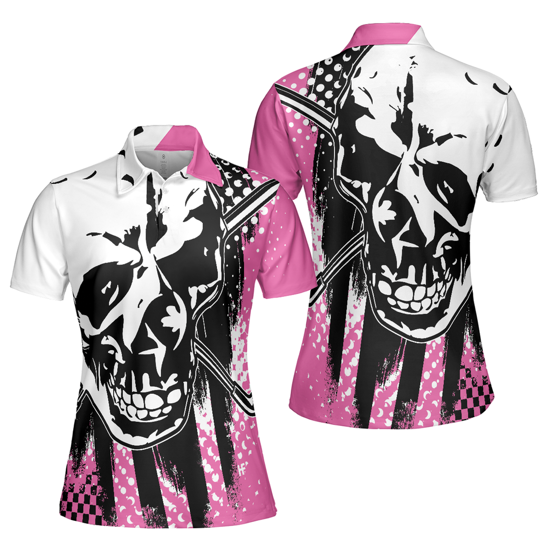 Blade Pink Skull Golf Shirt Short Sleeve Unique Gift for Women's Polo Shirts S-5XL