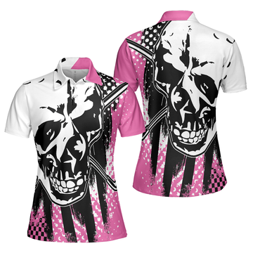 Blade Pink Skull Golf Shirt Short Sleeve Unique Gift for Women's Polo Shirts S-5XL