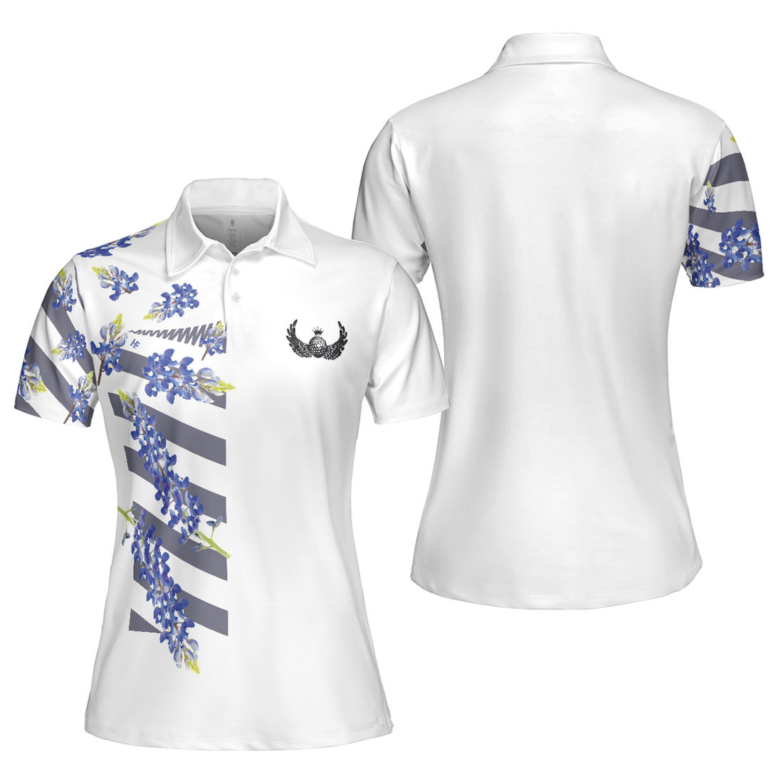 Bluebonnet Golf Short Sleeve Floral for Texas Golf Women Polo Shirt S-5XL