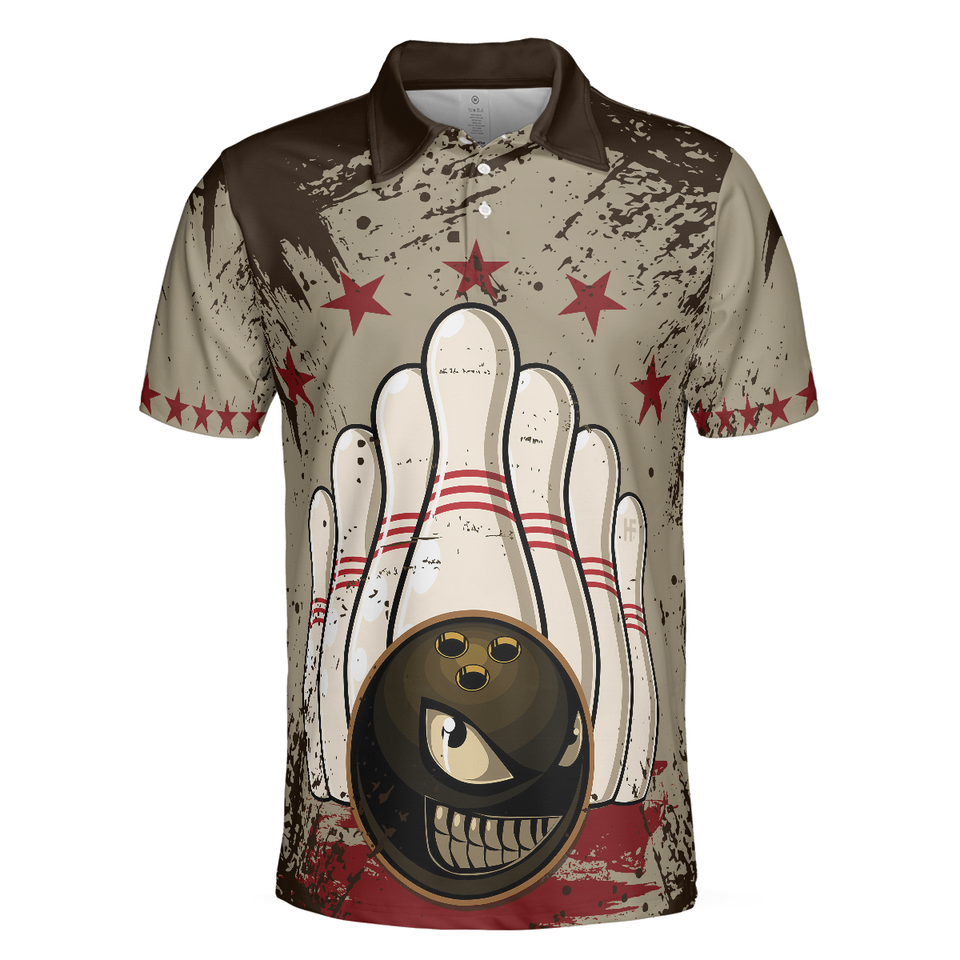 Vintage Bowling Ball Background Short Sleeve Crazy Shirt Men's Polo Shirt S-5XL
