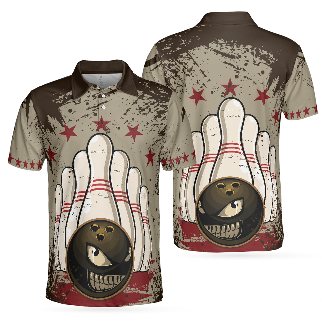 Vintage Bowling Ball Background Short Sleeve Crazy Shirt Men's Polo Shirt S-5XL