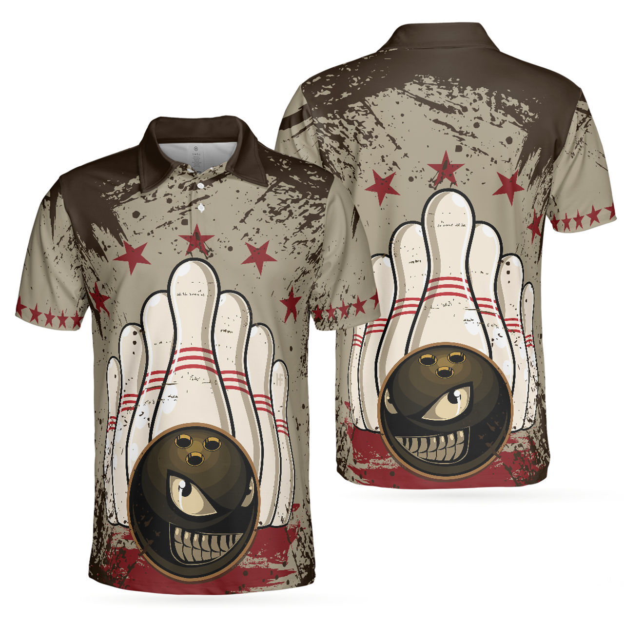 Vintage Bowling Ball Background Short Sleeve Crazy Shirt Men's Polo Shirt S-5XL