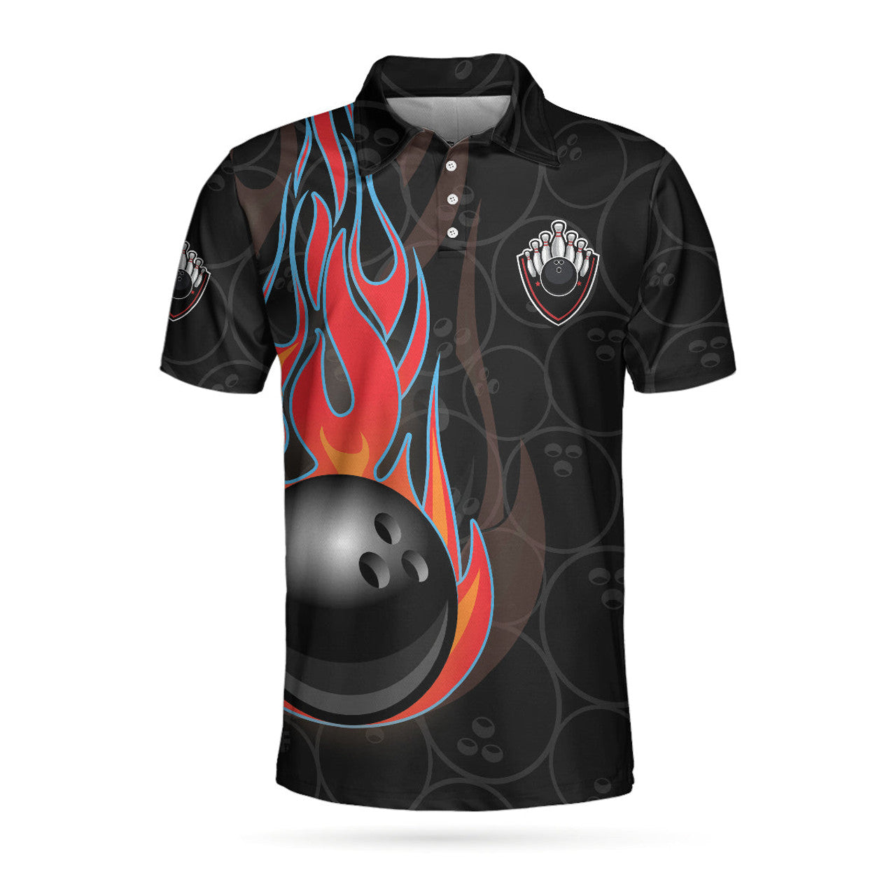 Bowling In Fire And Flag Short Sleeve Best Bowling Ball Men's Polo Shirt S-5XL