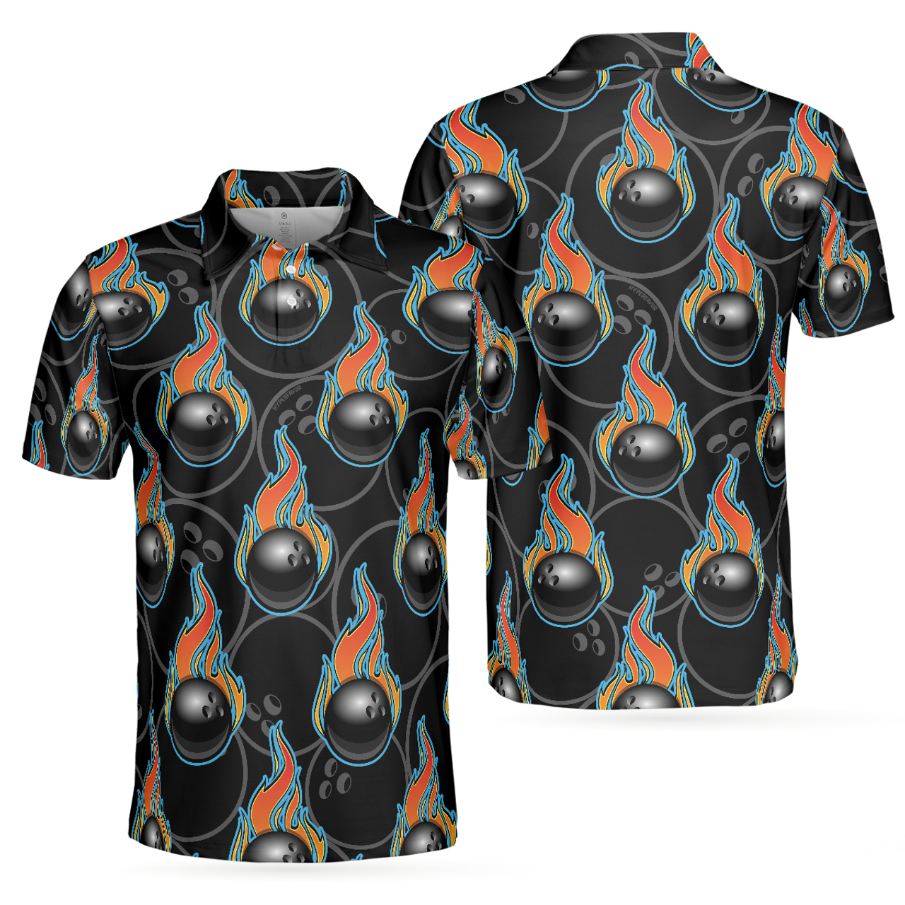 Bowling Fire Seamless Pattern Short Sleeve Best Bowling Men's Polo Shirt S-5XL