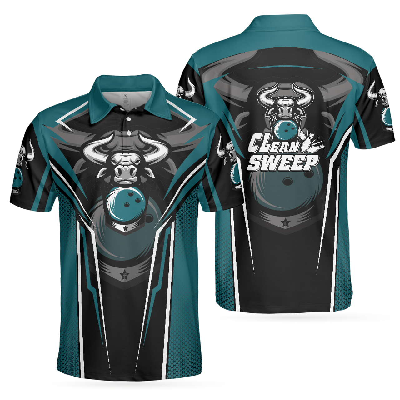 Sweep Bowling Bull Short Sleeve Digital Polo Best Bowling Men's Polo Shirt S-5XL