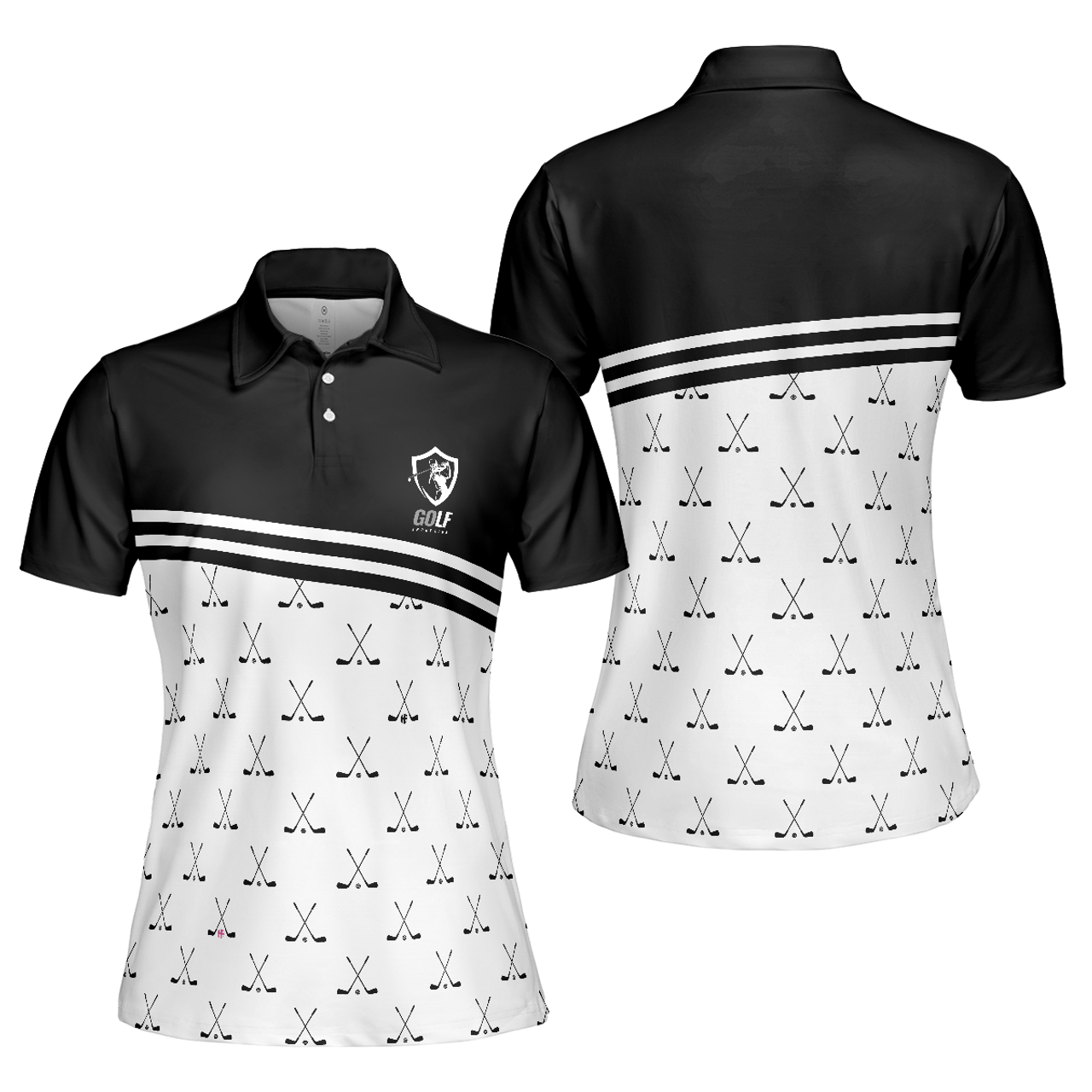 Crossed Black Golf Clubs Golf Short Sleeve For Ladies Women's Polo Shirts S-5XL