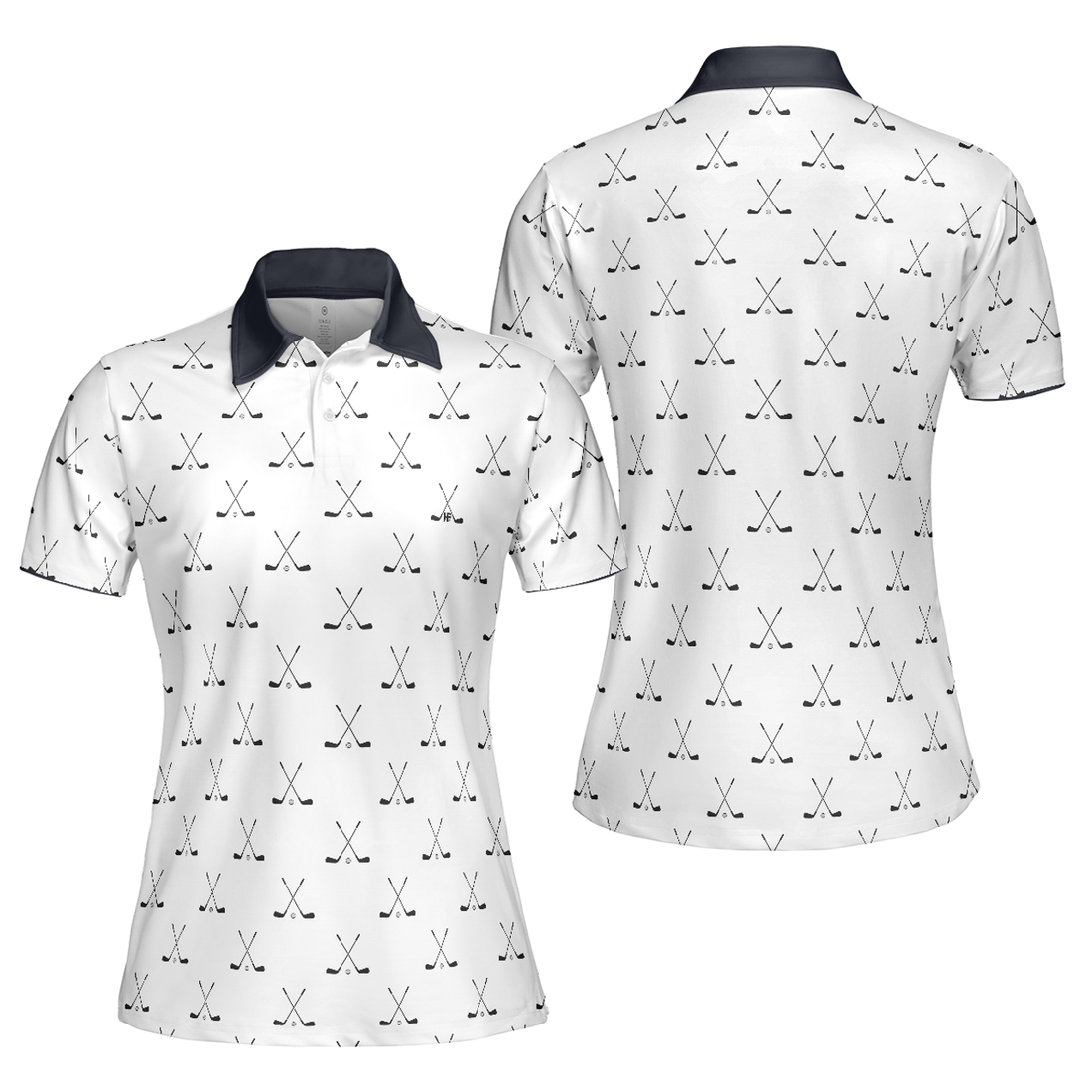 Crossed Golf Clubs Black And White Golf Short Sleeve Women's Polo Shirts S-5XL