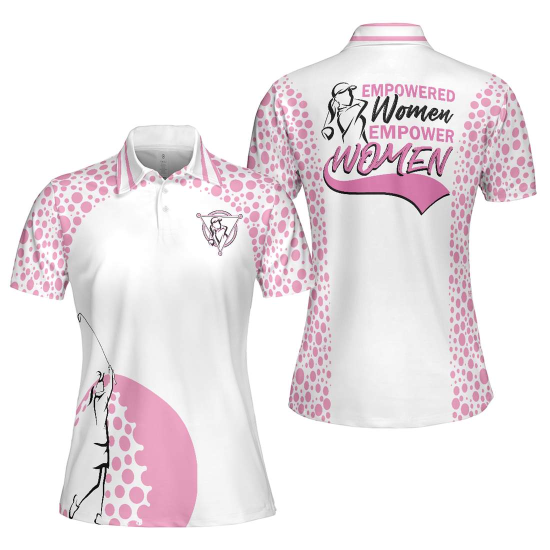 Empower White Pink Short Sleeve Golf Shirt For Ladies Women's Polo Shirts S-5XL
