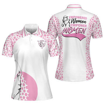 Empower White Pink Short Sleeve Golf Shirt For Ladies Women's Polo Shirts S-5XL