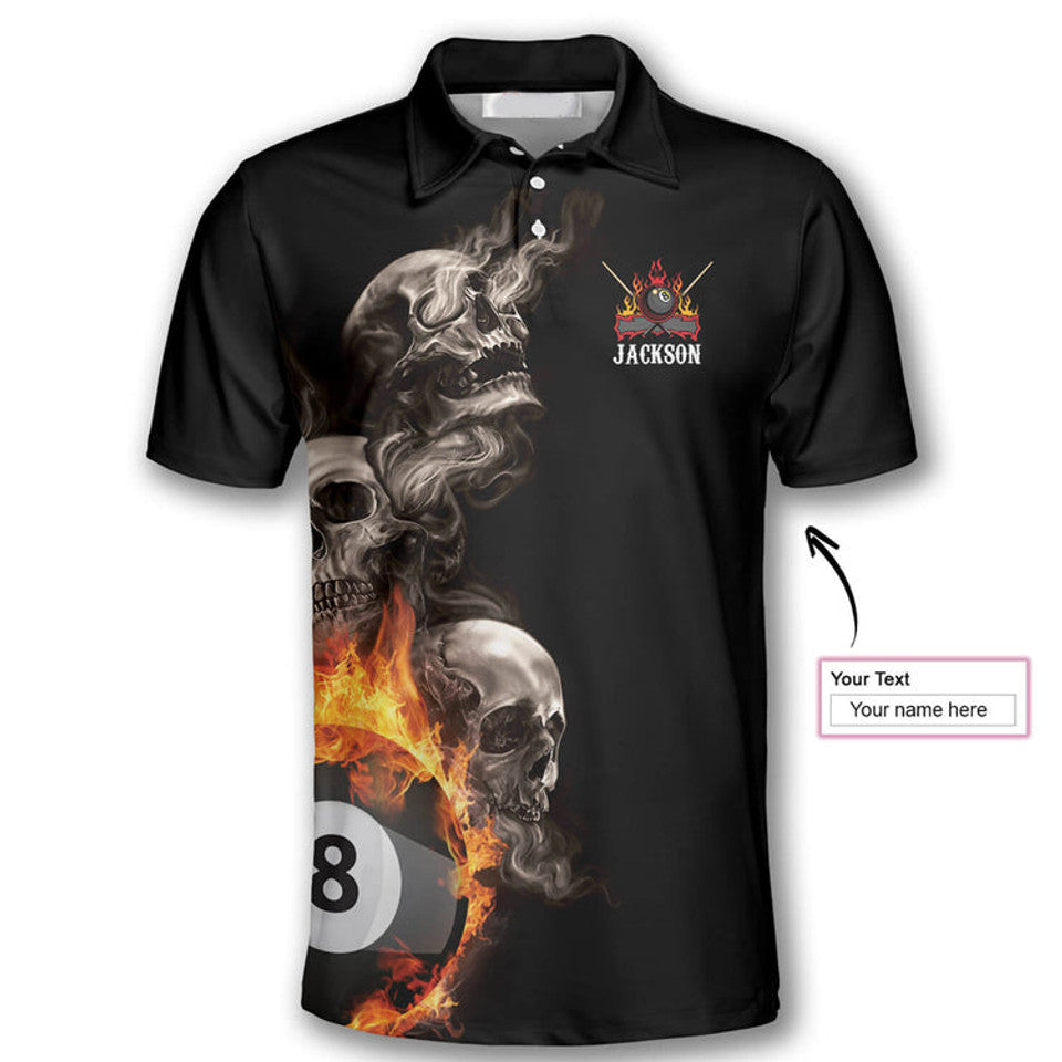 Hello Darkness My Old Friend Billiards Skull 8 Ball Team Men's Polo Shirt S-5XL