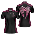 Faith Hope Love Angel Wings Breast Awareness Ribbon Women's Polo Shirts S-5XL