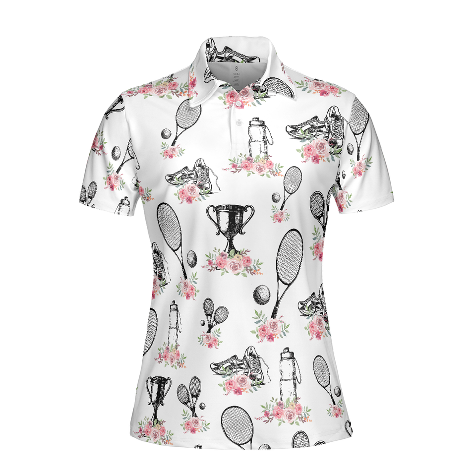 Floral Tennis Player Shirt Short Sleeve Women Polo Shirt S-5XL