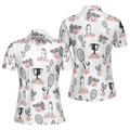 Floral Tennis Player Shirt Short Sleeve Women Polo Shirt S-5XL
