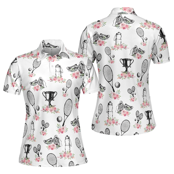 Floral Tennis Player Shirt Short Sleeve Women Polo Shirt S-5XL